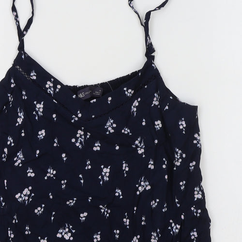 Marks and Spencer Womens Blue Floral Viscose Camisole Tank Size 10 V-Neck