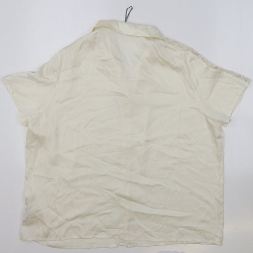 Marks and Spencer Womens Ivory Polyester Basic Button-Up Size 20 Collared - Lace