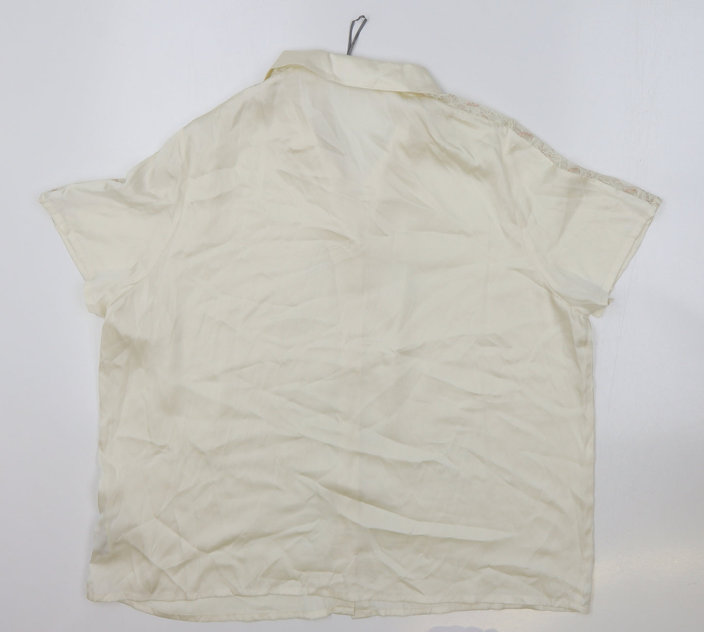 Marks and Spencer Womens Ivory Polyester Basic Button-Up Size 20 Collared - Lace