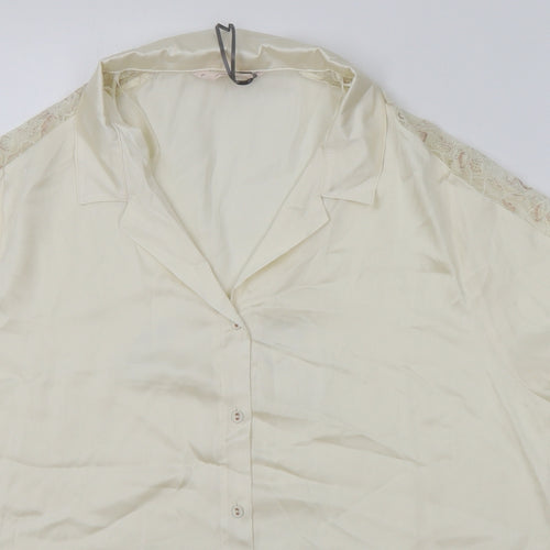 Marks and Spencer Womens Ivory Polyester Basic Button-Up Size 20 Collared - Lace