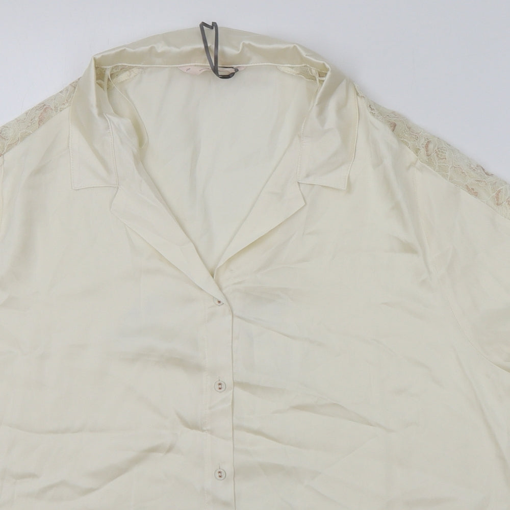 Marks and Spencer Womens Ivory Polyester Basic Button-Up Size 20 Collared - Lace