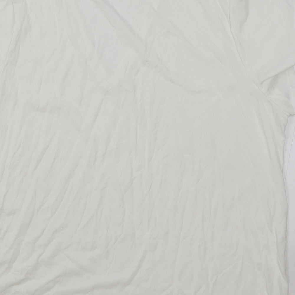 Marks and Spencer Womens White Modal Basic T-Shirt Size 20 V-Neck
