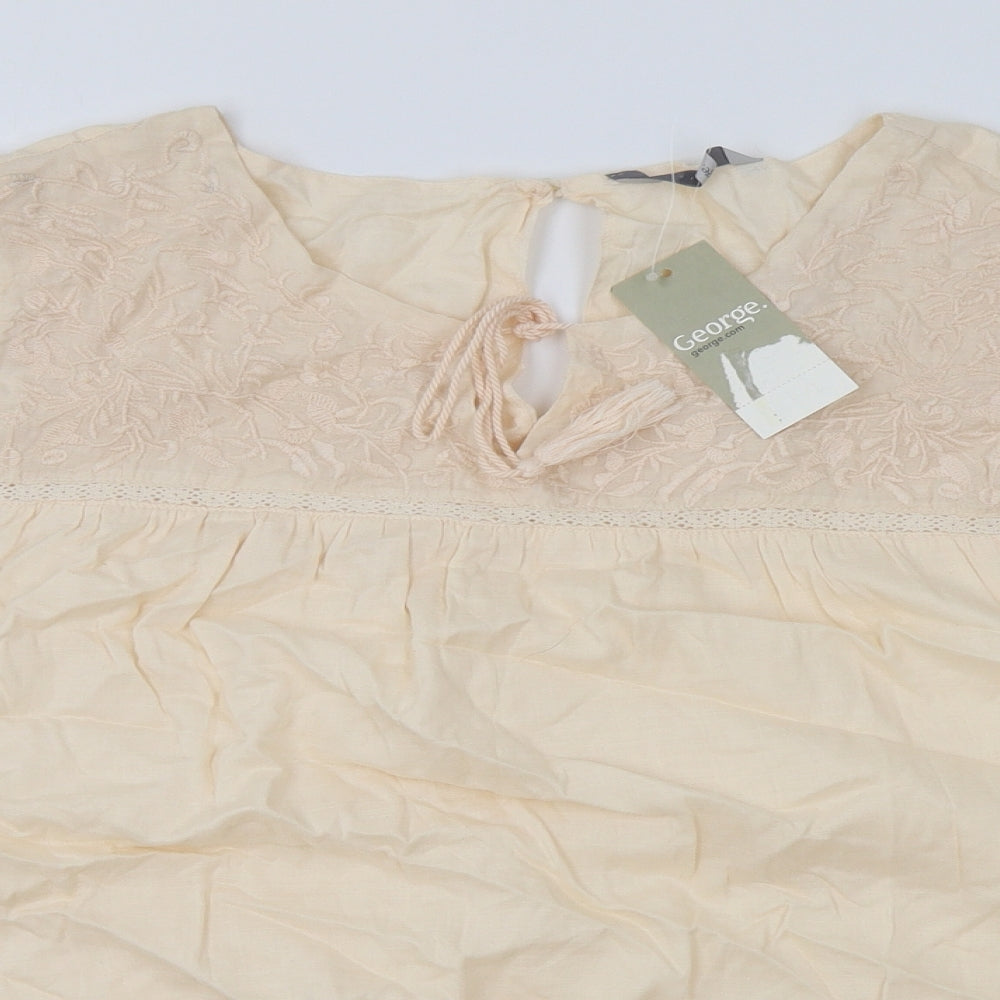 George Womens Pink Viscose Basic Blouse Size 22 Boat Neck - Lace Detail