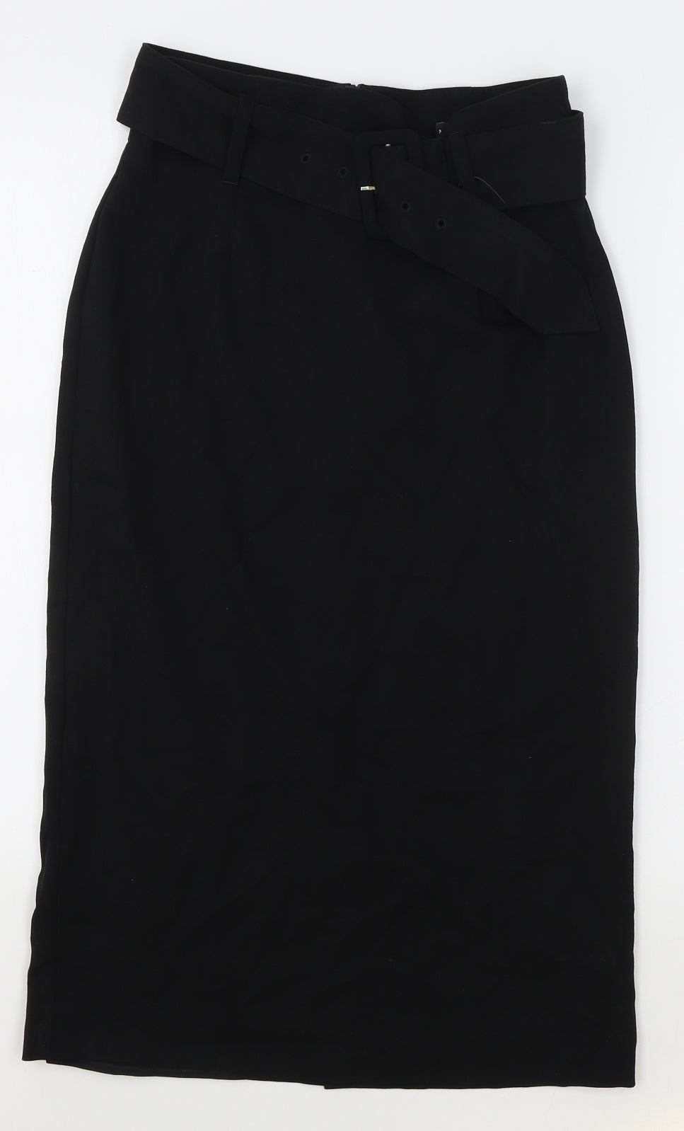Marks and Spencer Womens Black Polyester Straight & Pencil Skirt Size 8 Zip