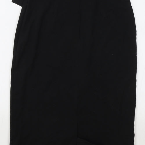 Marks and Spencer Womens Black Polyester Straight & Pencil Skirt Size 8 Zip