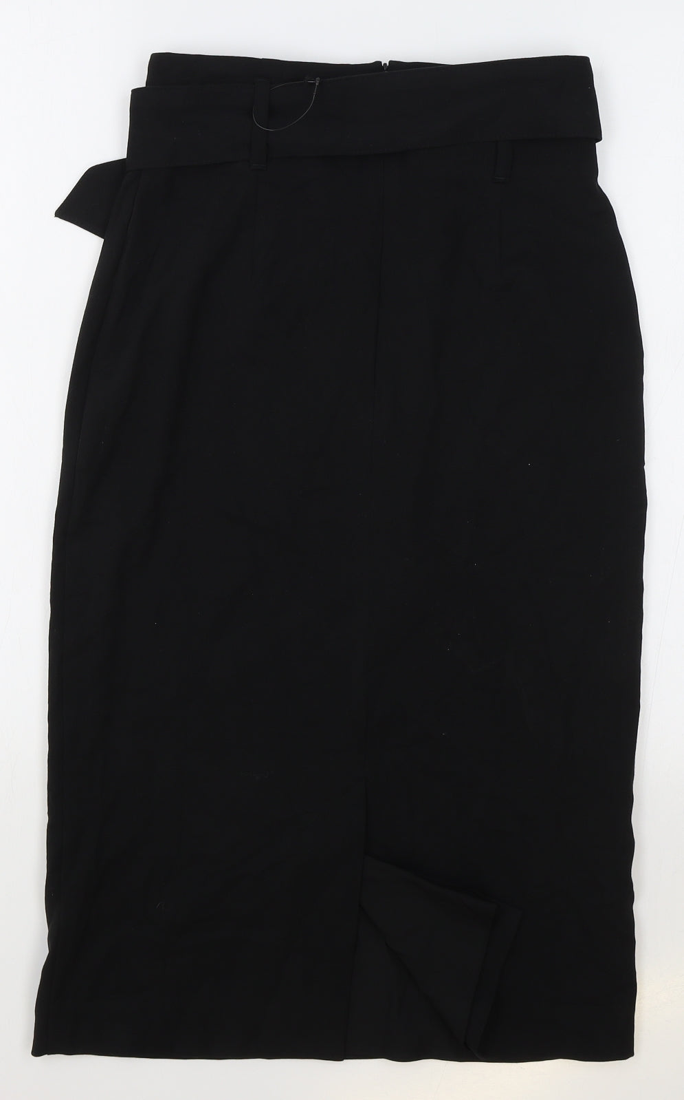 Marks and Spencer Womens Black Polyester Straight & Pencil Skirt Size 8 Zip