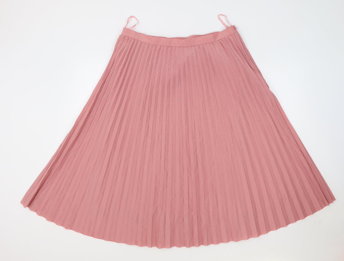 M&S Womens Pink Polyester Flare Skirt Size 16 Zip
