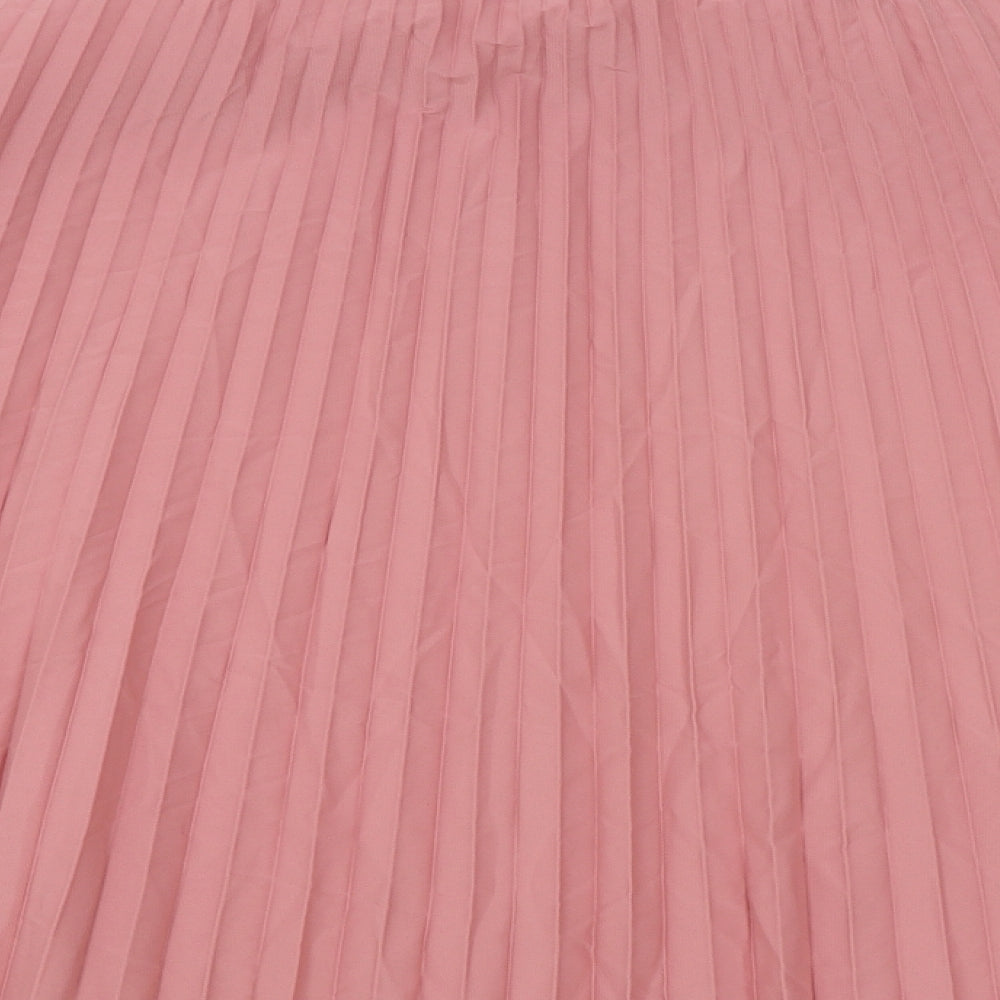 M&S Womens Pink Polyester Flare Skirt Size 16 Zip
