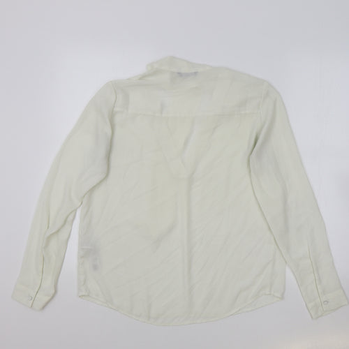 CALLIOPE Womens Ivory Polyester Basic Blouse Size M V-Neck