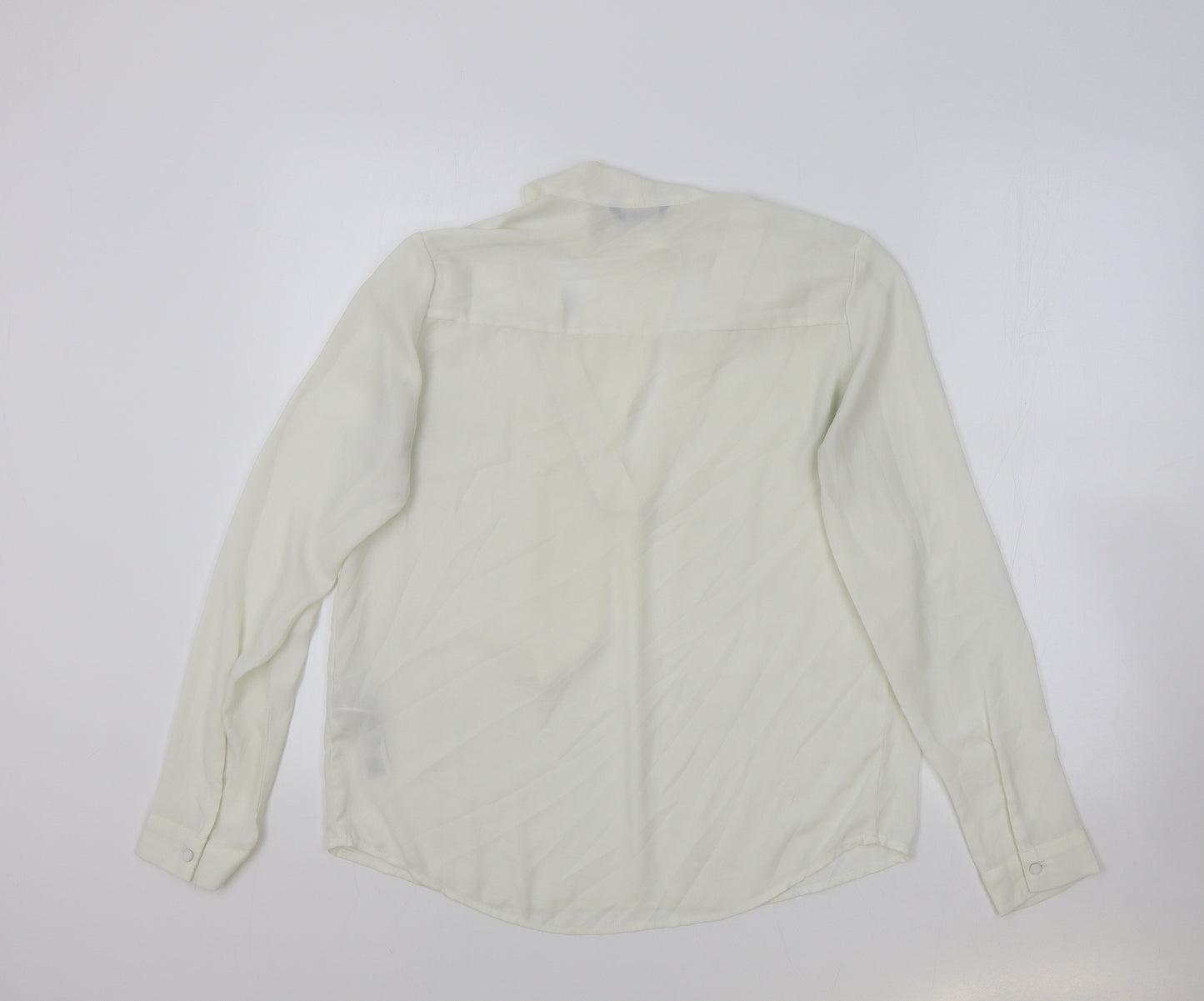CALLIOPE Womens Ivory Polyester Basic Blouse Size M V-Neck