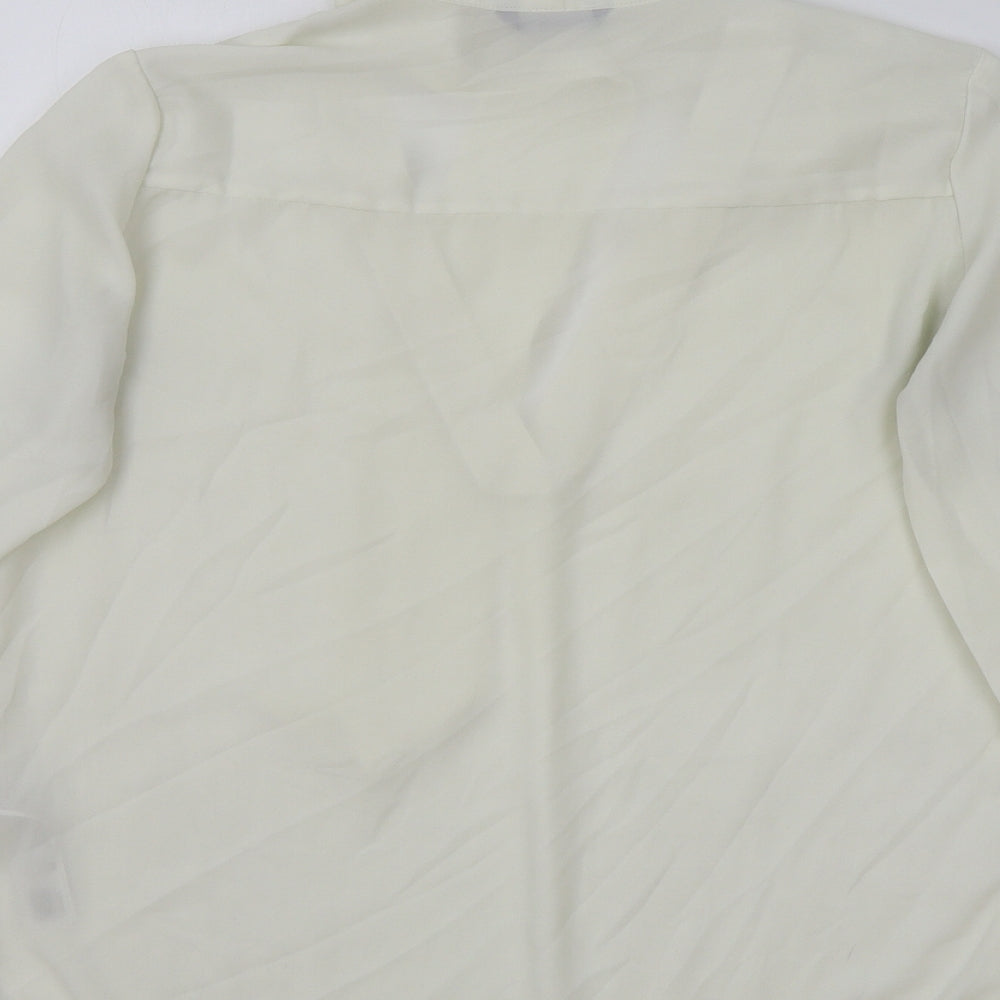 CALLIOPE Womens Ivory Polyester Basic Blouse Size M V-Neck