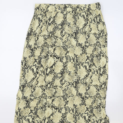 Marks and Spencer Womens Beige Animal Print Viscose Flare Skirt Size 12 Drawstring - Snake Skin Print