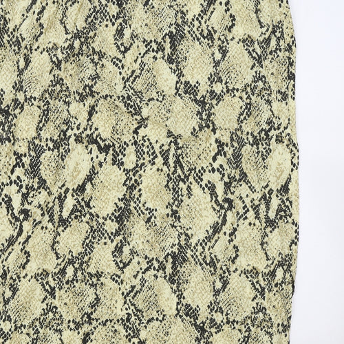 Marks and Spencer Womens Beige Animal Print Viscose Flare Skirt Size 12 Drawstring - Snake Skin Print