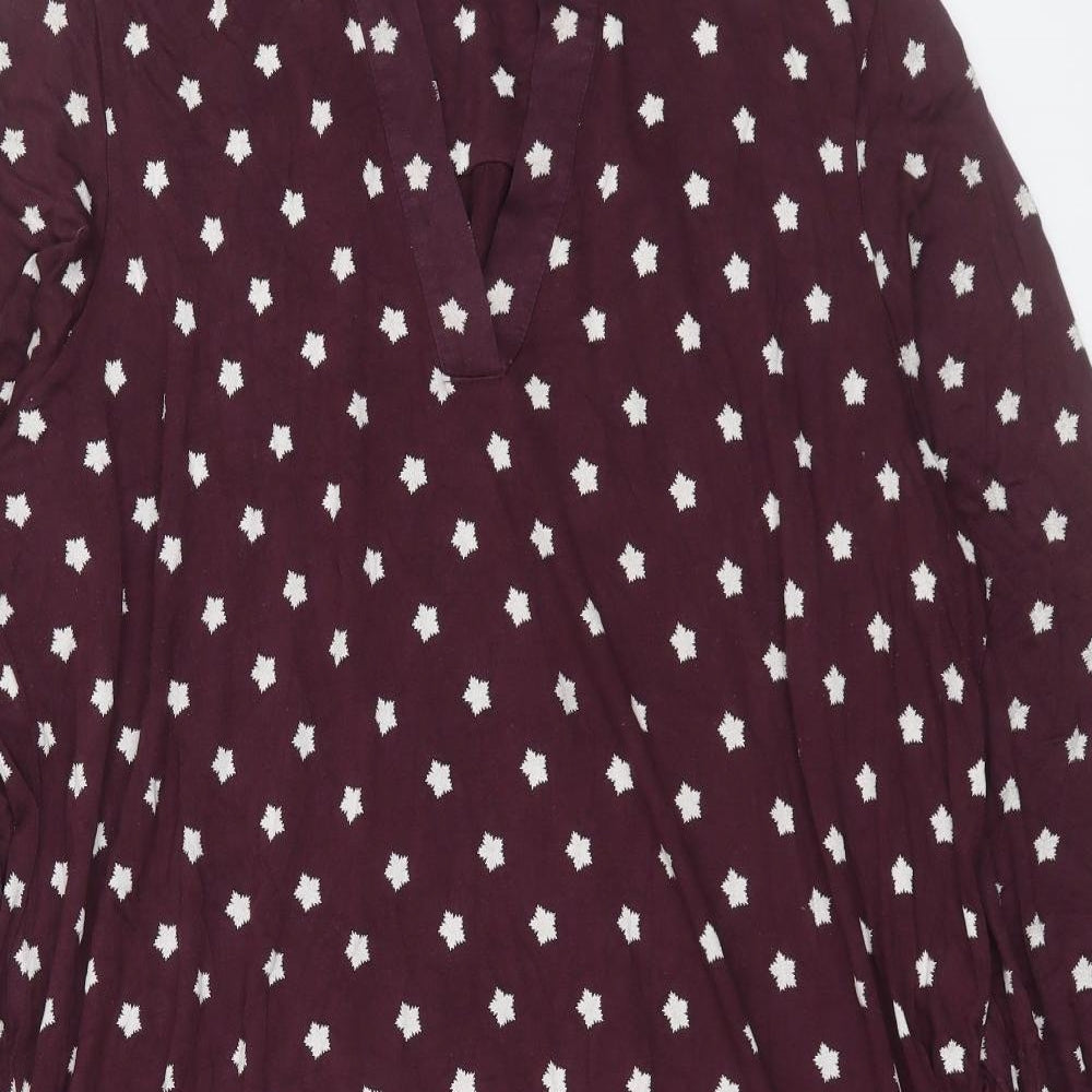 NEXT Womens Purple Geometric Viscose A-Line Size 22 V-Neck Pullover