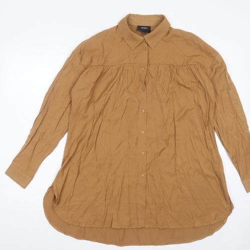 Object Womens Brown Polyester Shirt Dress Size 8 Collared Button