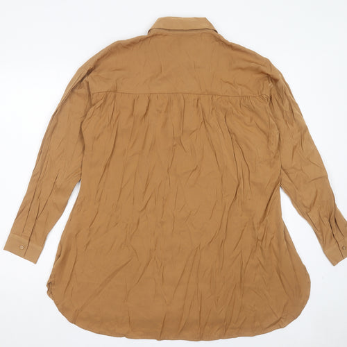 Object Womens Brown Polyester Shirt Dress Size 8 Collared Button