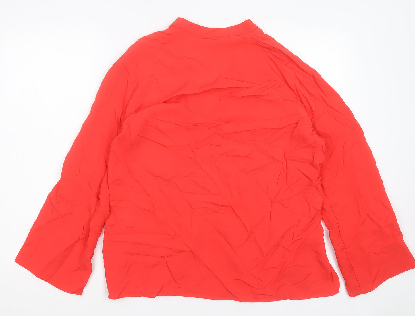 Zara Womens Red Viscose Basic Blouse Size S V-Neck