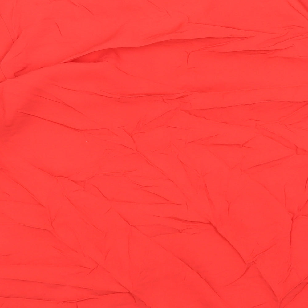 Zara Womens Red Viscose Basic Blouse Size S V-Neck
