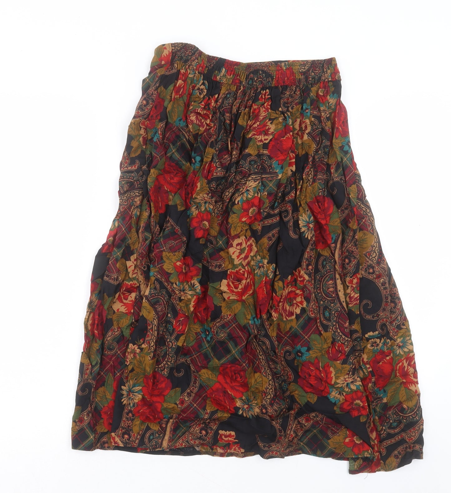 Marks and Spencer Womens Red Flecked Viscose A-Line Skirt Size 12 Regular Pull On