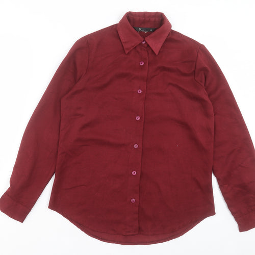 BHS Womens Red Polyester Basic Button-Up Size 10 Collared