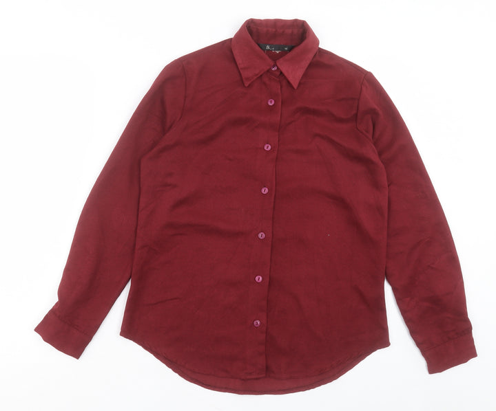 BHS Womens Red Polyester Basic Button-Up Size 10 Collared