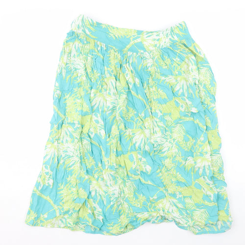 Monsoon Womens Blue Floral Viscose A-Line Skirt Size 12 Zip