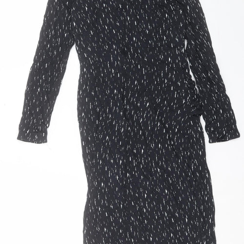 Autograph Womens Black Geometric Viscose Sheath Size 12 Crew Neck Zip