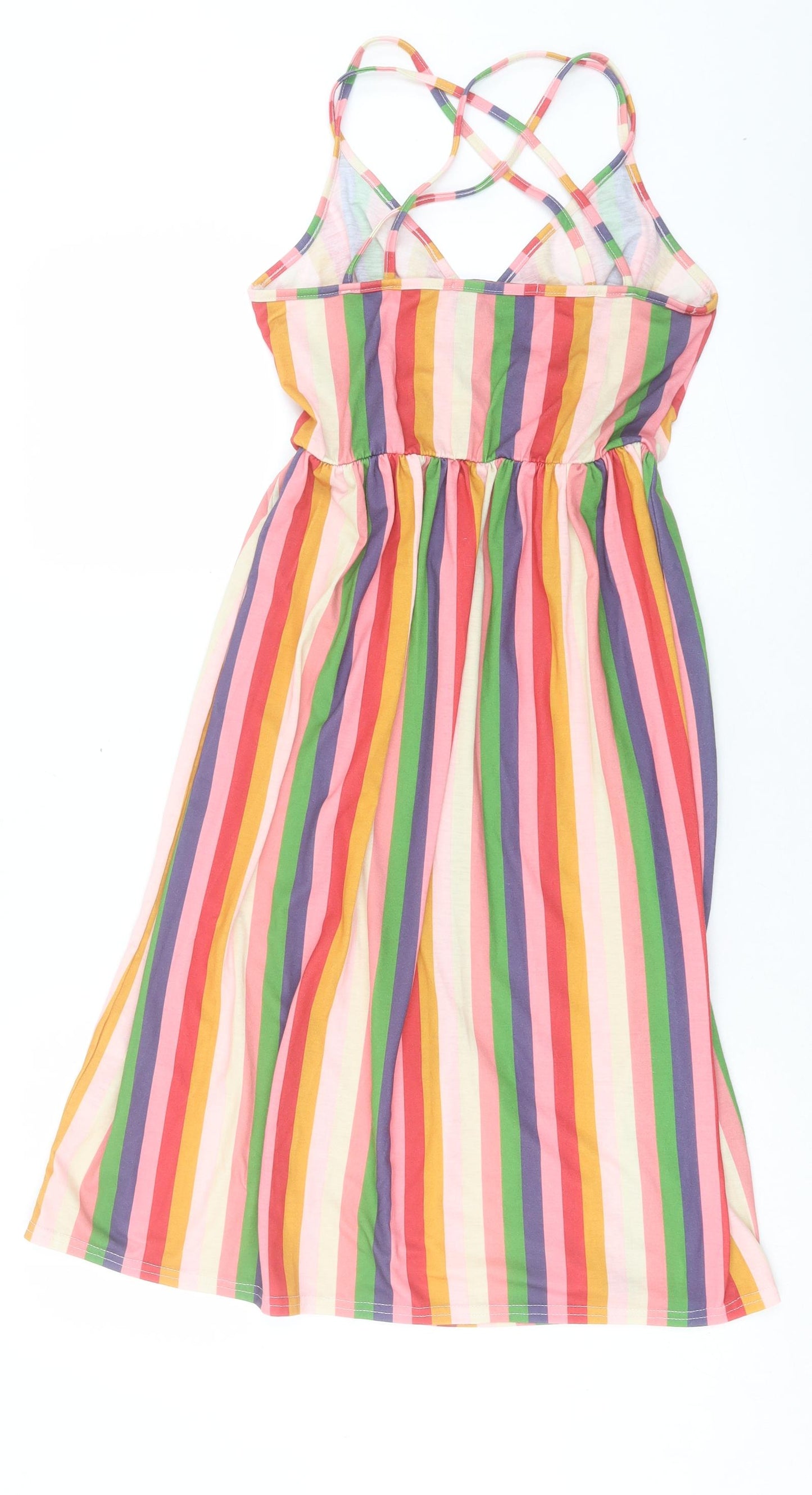Pretty Hurts Womens Multicoloured Striped Polyester A-Line Size 12 V-Neck Pullover