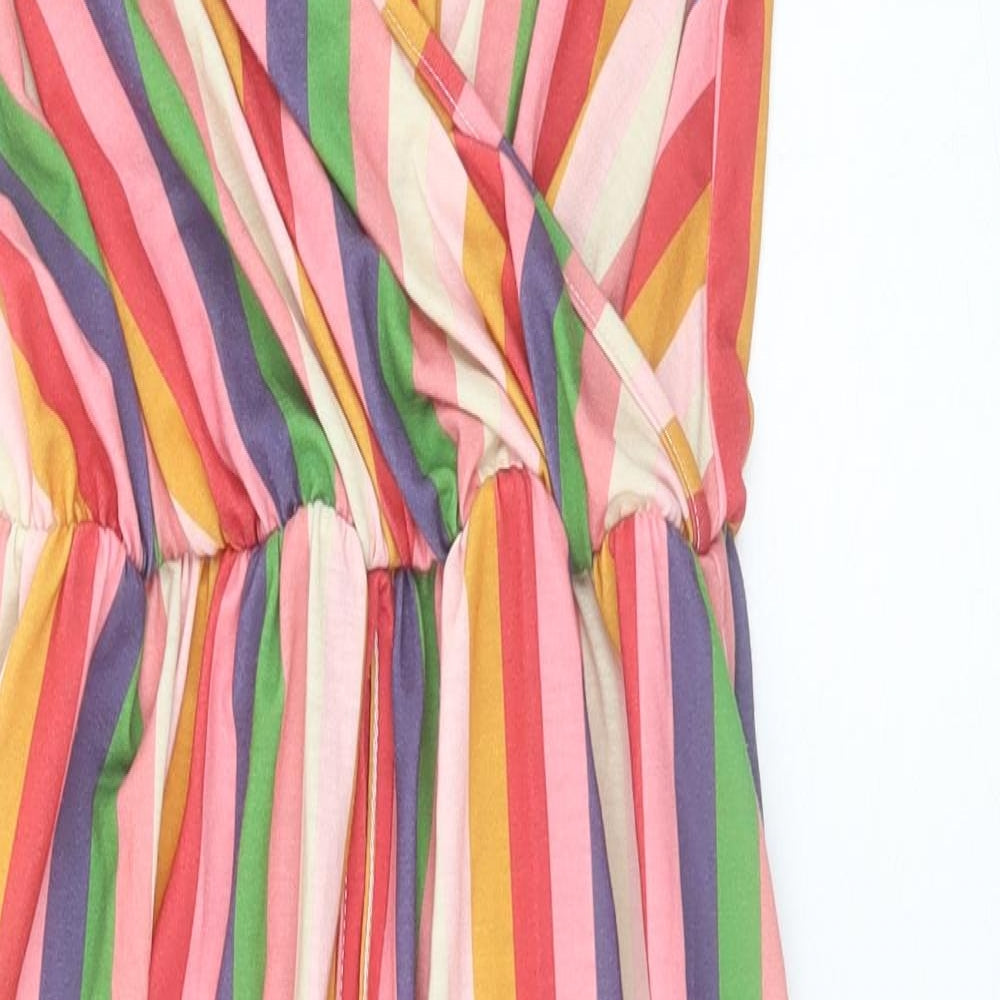Pretty Hurts Womens Multicoloured Striped Polyester A-Line Size 12 V-Neck Pullover