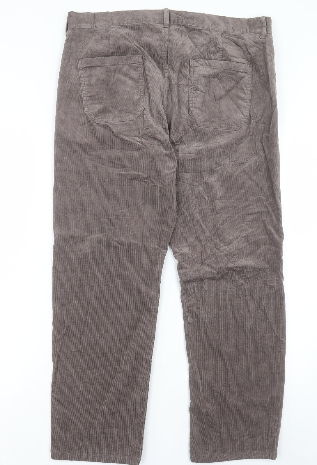 Per Una Womens Brown Cotton Trousers Size 18 L28 in Regular Button