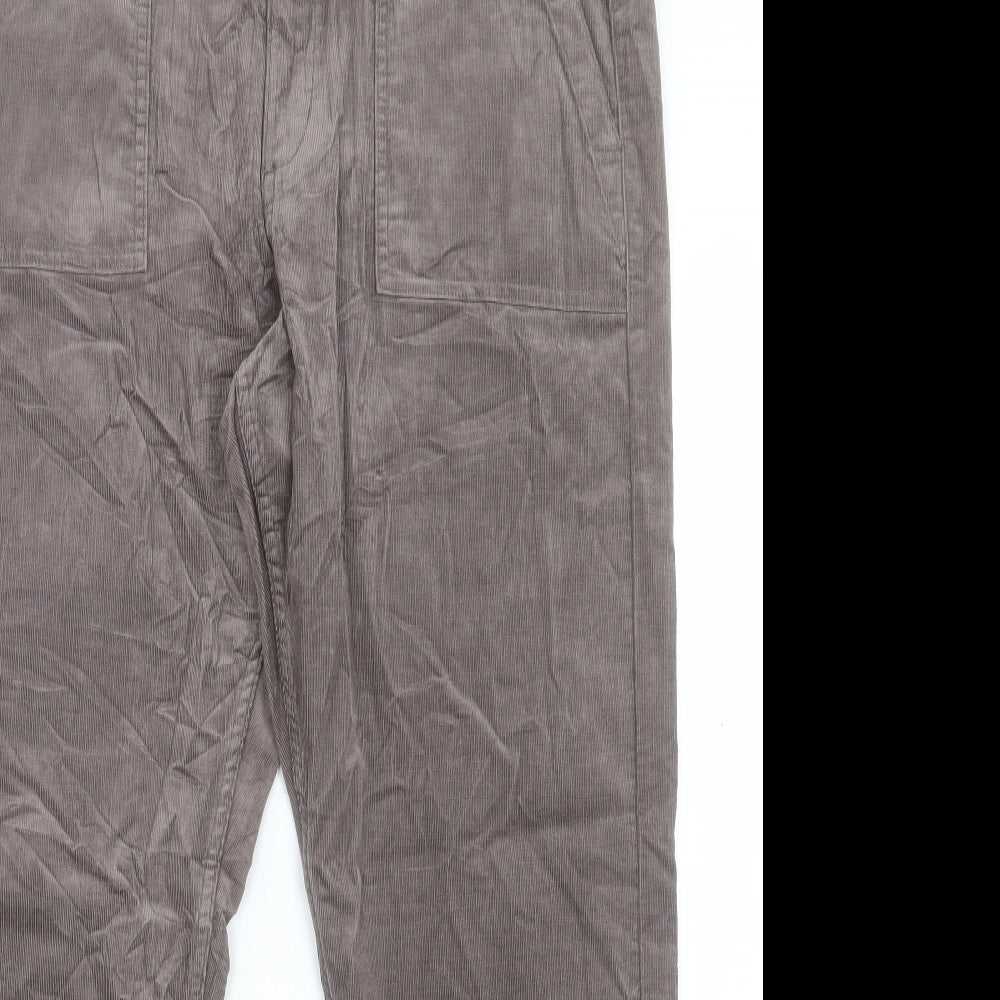 Per Una Womens Brown Cotton Trousers Size 18 L28 in Regular Button