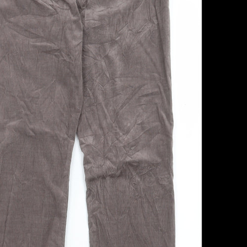 Per Una Womens Brown Cotton Trousers Size 18 L28 in Regular Button