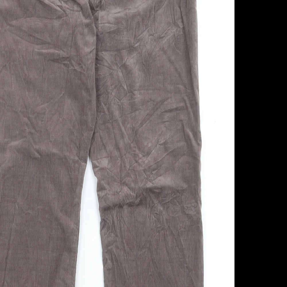 Per Una Womens Brown Cotton Trousers Size 18 L28 in Regular Button