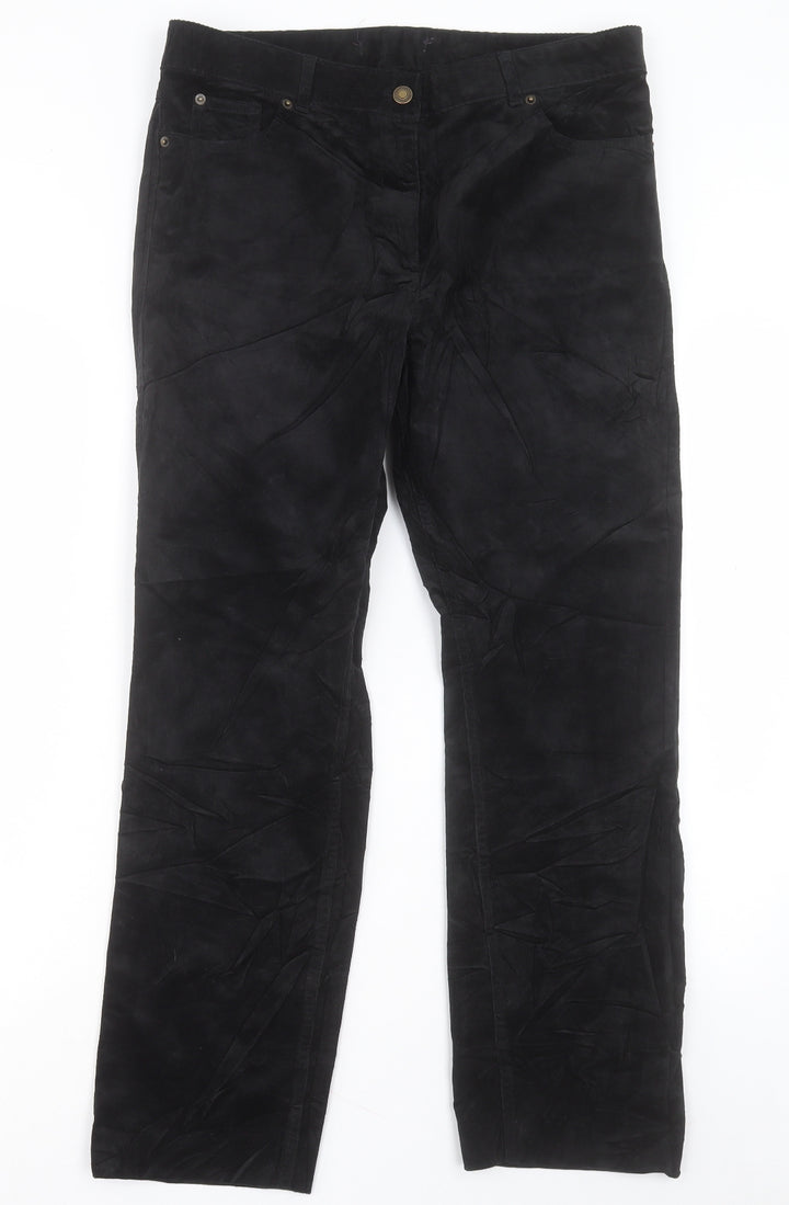 Marks and Spencer Womens Black Cotton Straight Jeans Size 34 in L28 in Regular Button