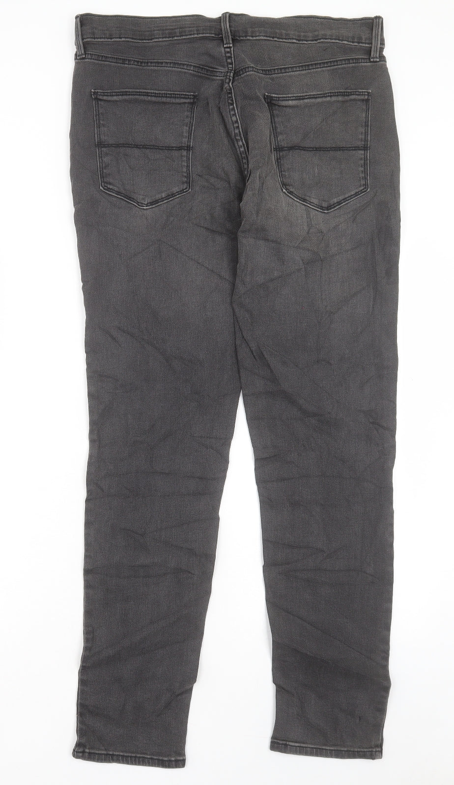 Marks and Spencer Mens Grey Cotton Skinny Jeans Size 36 in L31 in Regular Button