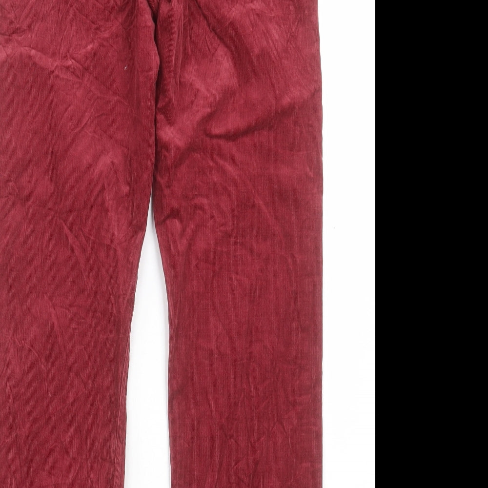 Per Una Womens Red Cotton Straight Jeans Size 12 L27 in Regular Button