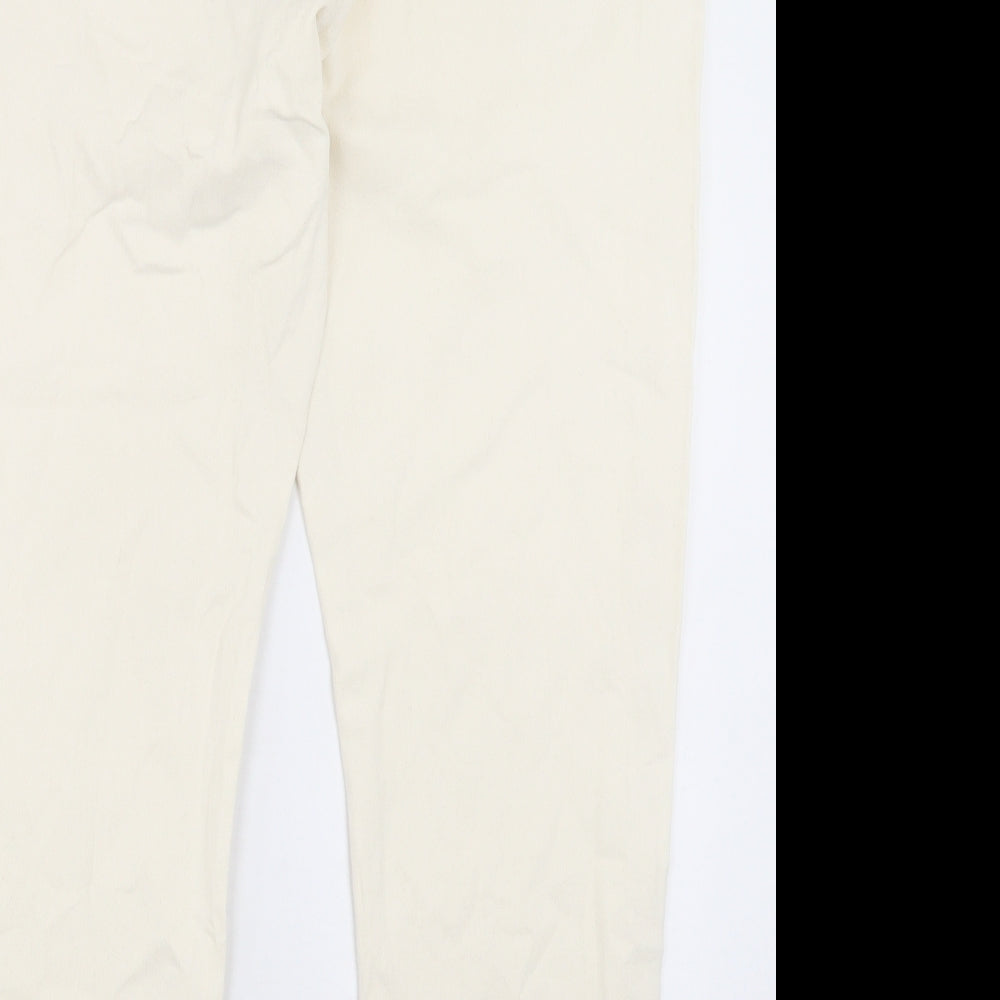 Marks and Spencer Womens Ivory Cotton Straight Jeans Size 22 L28 in Slim Button