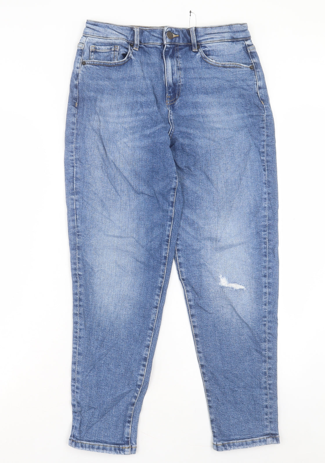 Marks and Spencer Womens Blue Cotton Mom Jeans Size 10 L26 in Regular Button