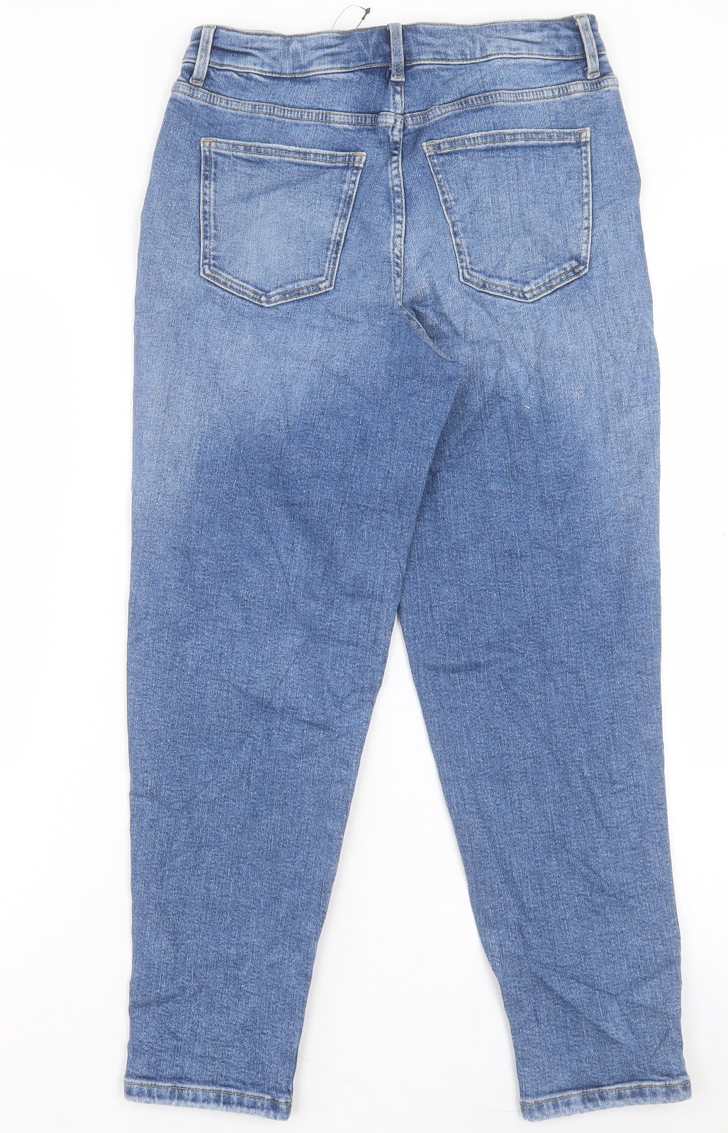 Marks and Spencer Womens Blue Cotton Mom Jeans Size 10 L26 in Regular Button