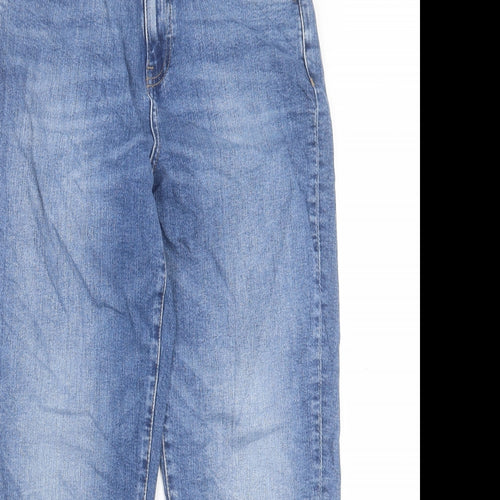 Marks and Spencer Womens Blue Cotton Mom Jeans Size 10 L26 in Regular Button
