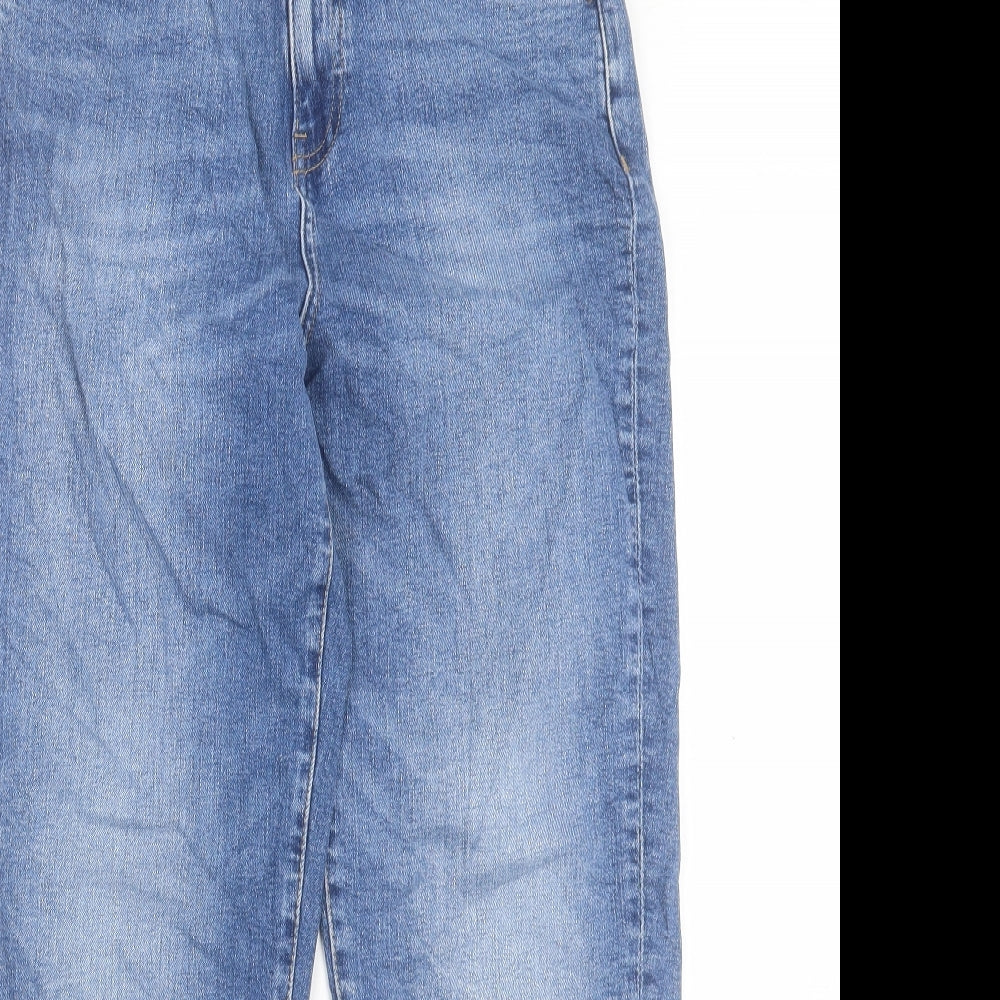 Marks and Spencer Womens Blue Cotton Mom Jeans Size 10 L26 in Regular Button