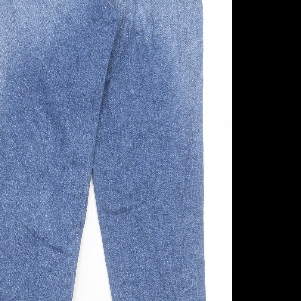 Marks and Spencer Womens Blue Cotton Mom Jeans Size 10 L26 in Regular Button