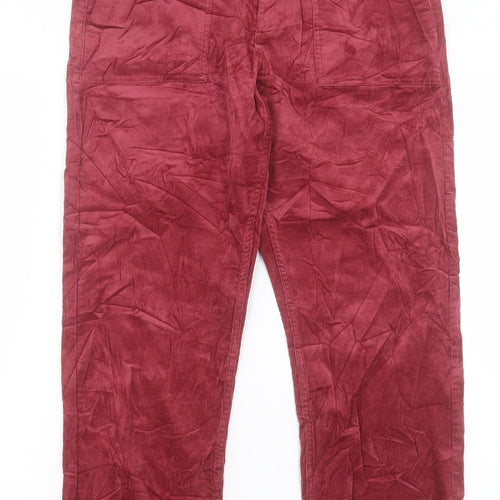 Per Una Womens Red Cotton Straight Jeans Size 14 L27 in Regular Button