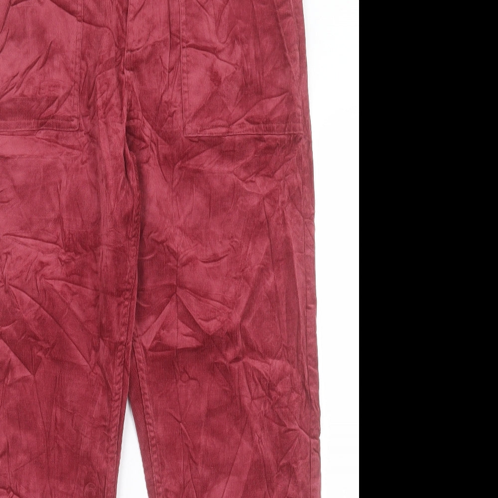 Per Una Womens Red Cotton Straight Jeans Size 14 L27 in Regular Button