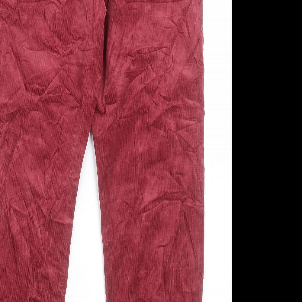 Per Una Womens Red Cotton Straight Jeans Size 14 L27 in Regular Button