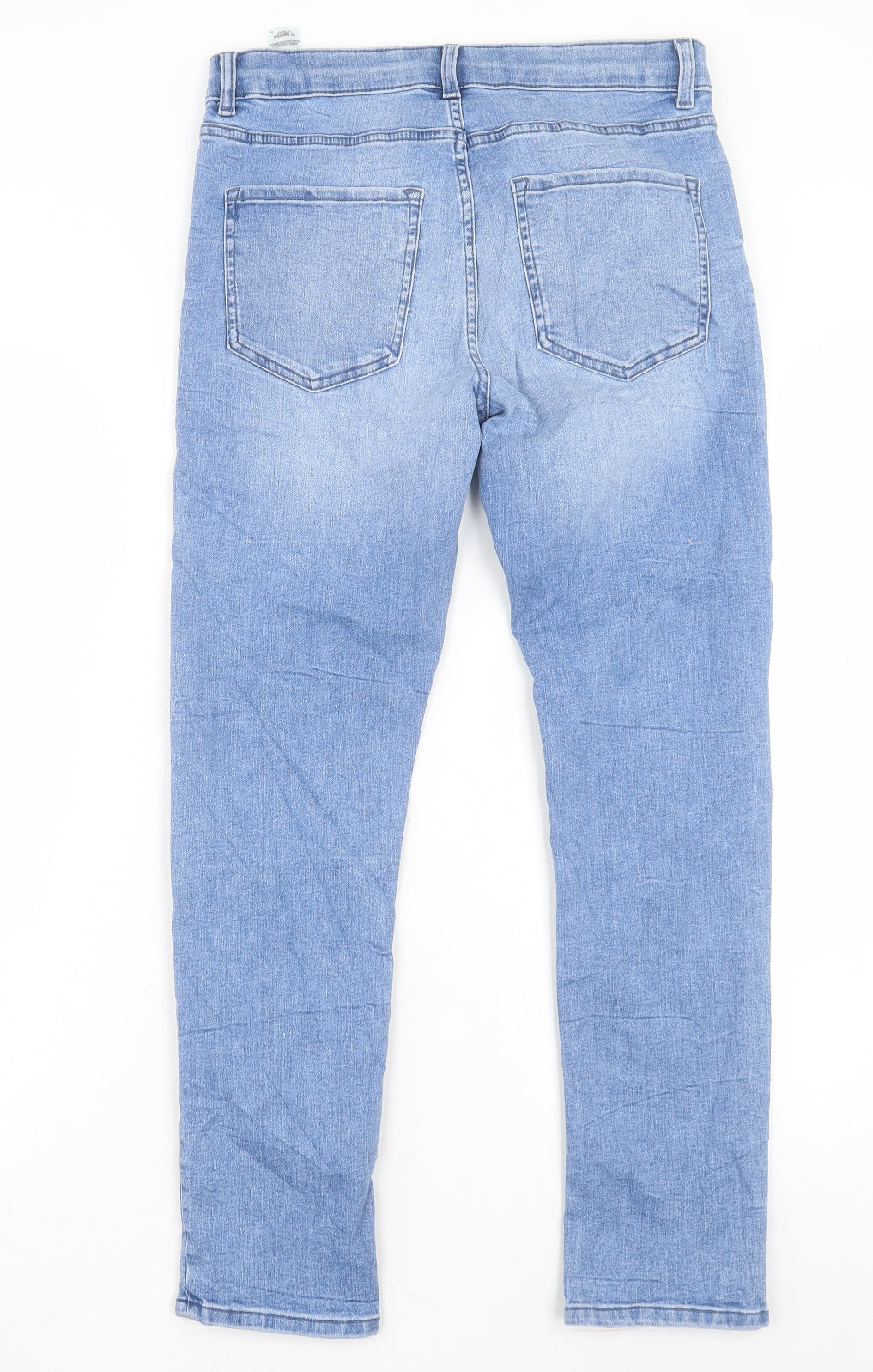 Marks and Spencer Womens Blue Cotton Straight Jeans Size 12 L27 in Slim Button