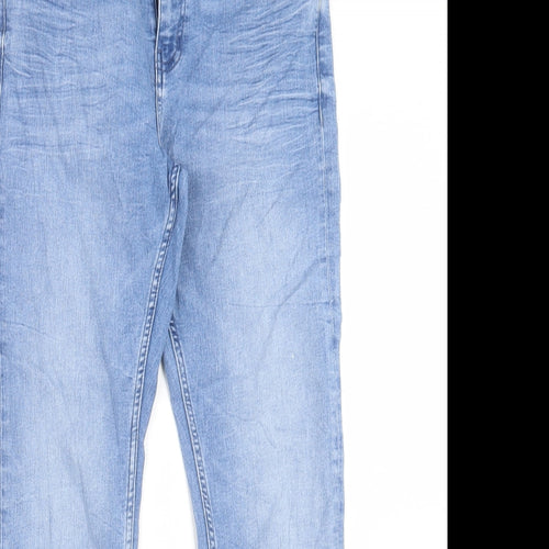 Marks and Spencer Womens Blue Cotton Straight Jeans Size 12 L27 in Slim Button