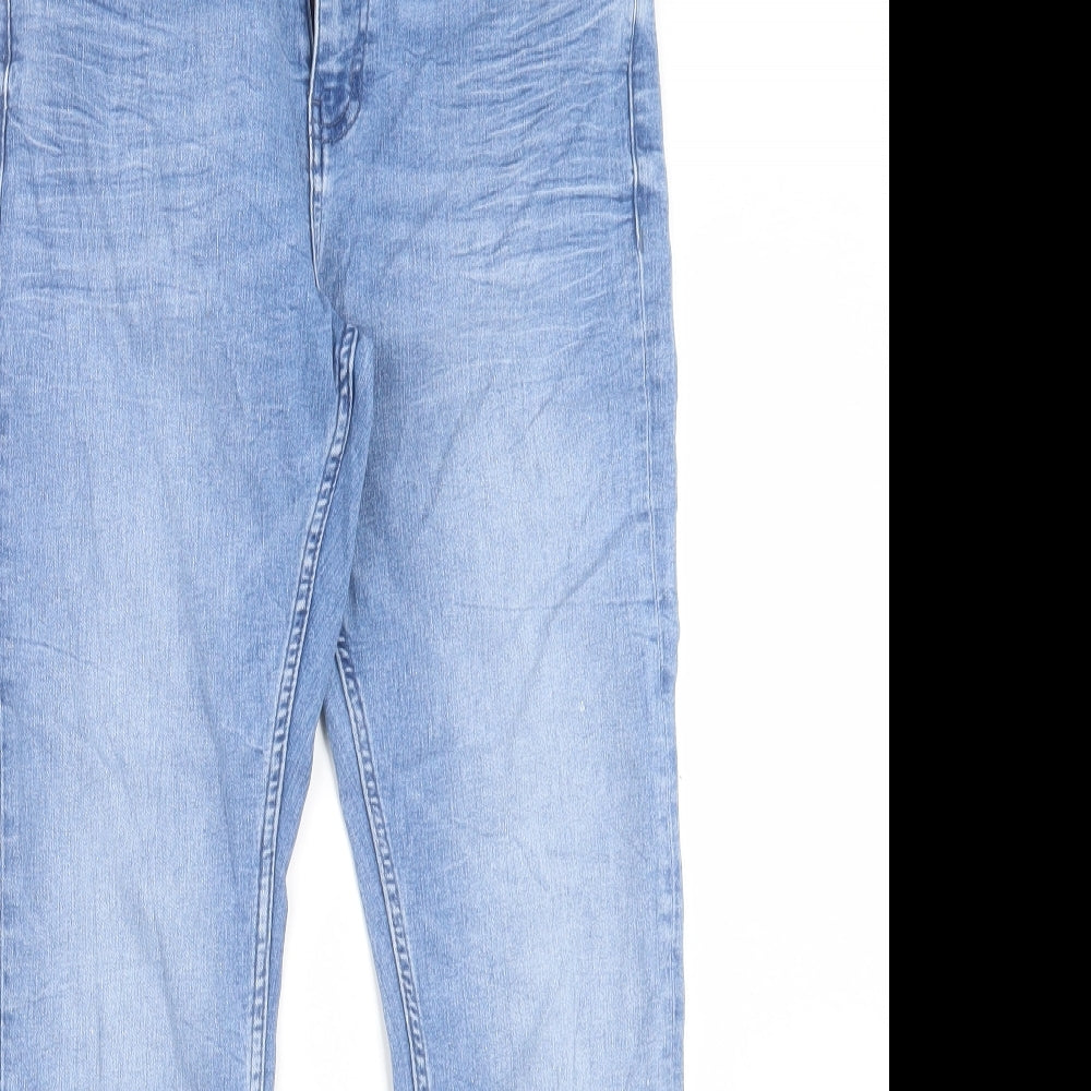 Marks and Spencer Womens Blue Cotton Straight Jeans Size 12 L27 in Slim Button