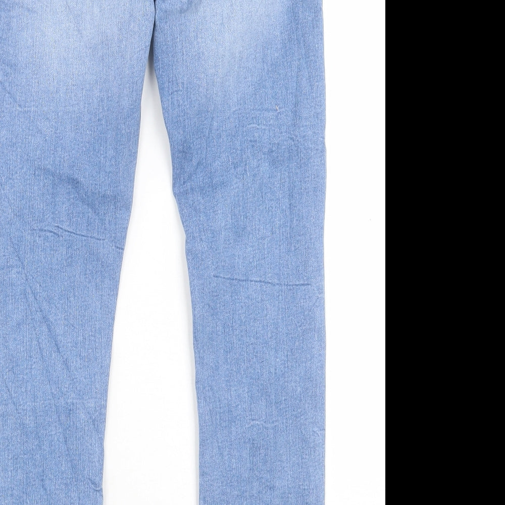 Marks and Spencer Womens Blue Cotton Straight Jeans Size 12 L27 in Slim Button