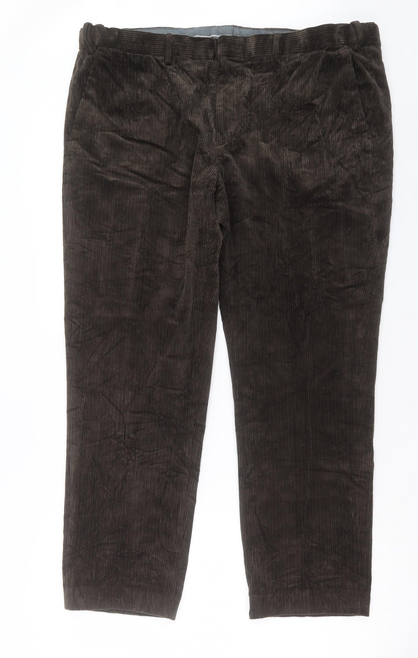 Marks and Spencer Mens Green Cotton Straight Jeans Size 44 in L31 in Regular Button